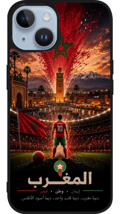 iPhone 15 Case Hülle - Silikon schwarz Fussball Marokko splash 2026