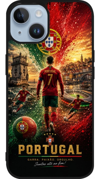 iPhone 15 Case Hülle - Silikon schwarz Fussball Portugal splash 2026