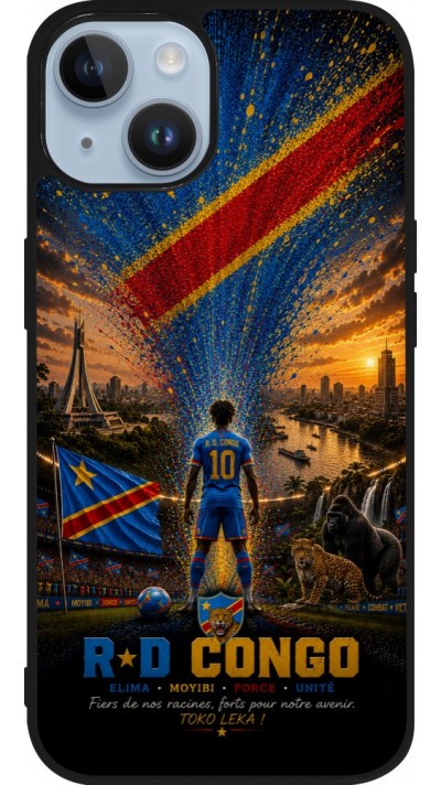 iPhone 15 Case Hülle - Silikon schwarz Fussball Demokratische Republik Kongo splash 2026