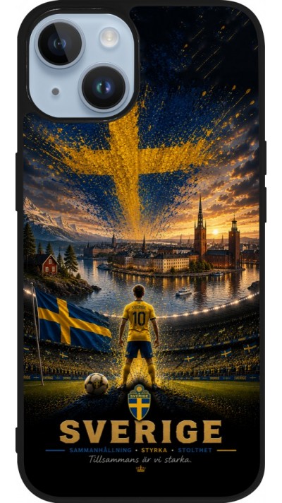 iPhone 15 Case Hülle - Silikon schwarz Fussball Schweden splash 2026
