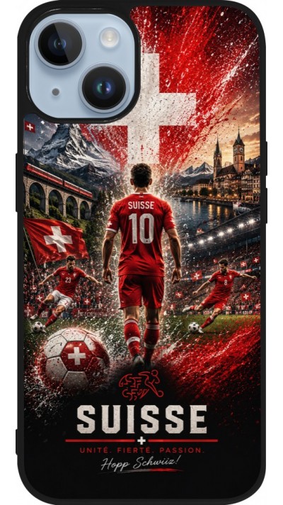 iPhone 15 Case Hülle - Silikon schwarz Fussball Suisse splash 2026