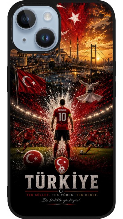 iPhone 15 Case Hülle - Silikon schwarz Fussball Türkei splash 2026