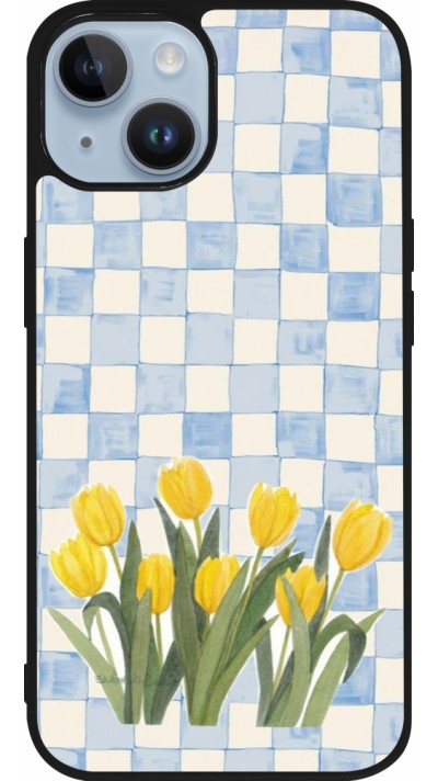 iPhone 15 Case Hülle - Silikon schwarz Blue vichy tulips 2026