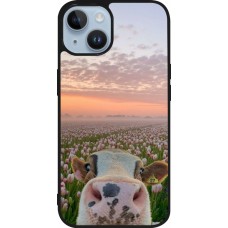 iPhone 15 Case Hülle - Silikon schwarz Cow with tulips 2026