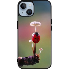 iPhone 15 Case Hülle - Silikon schwarz Ladybird on a mushroom 2026