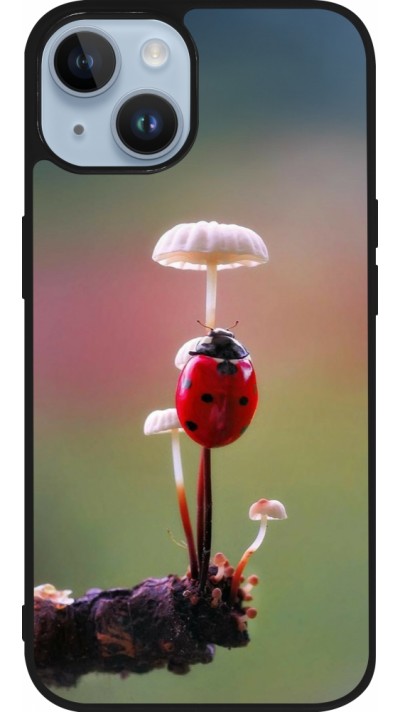 iPhone 15 Case Hülle - Silikon schwarz Ladybird on a mushroom 2026