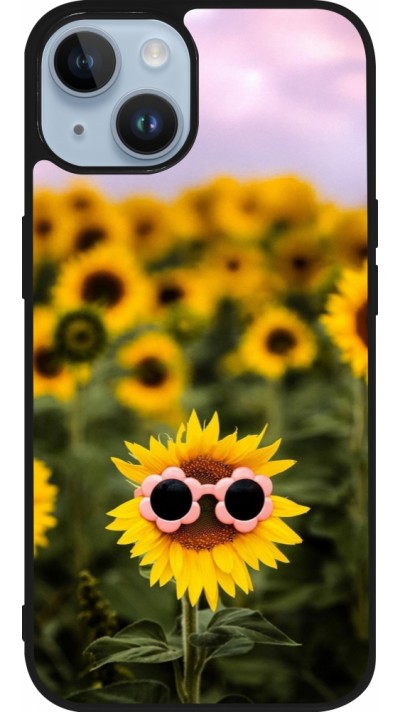 iPhone 15 Case Hülle - Silikon schwarz Sunflower with glasses 2026