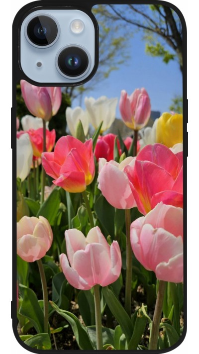 iPhone 15 Case Hülle - Silikon schwarz Tulips 2026