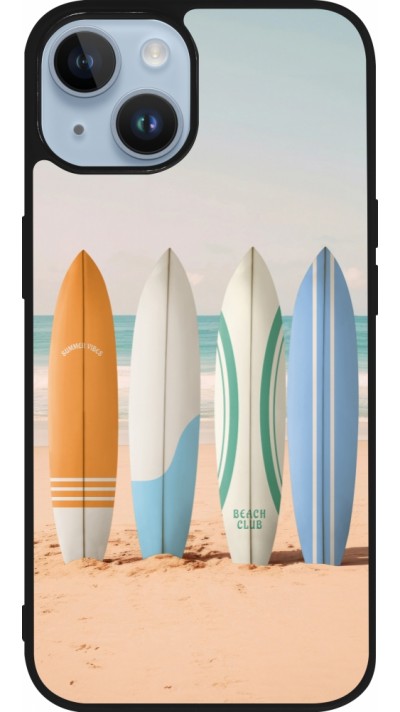 Coque iPhone 15 - Silicone rigide noir Summer surfboard 2025