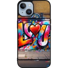 iPhone 15 Case Hülle - Silikon schwarz Valentin 2025 Liebe U Tag