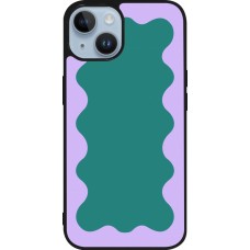iPhone 15 Case Hülle - Silikon schwarz Wavy Rectangle Green Purple