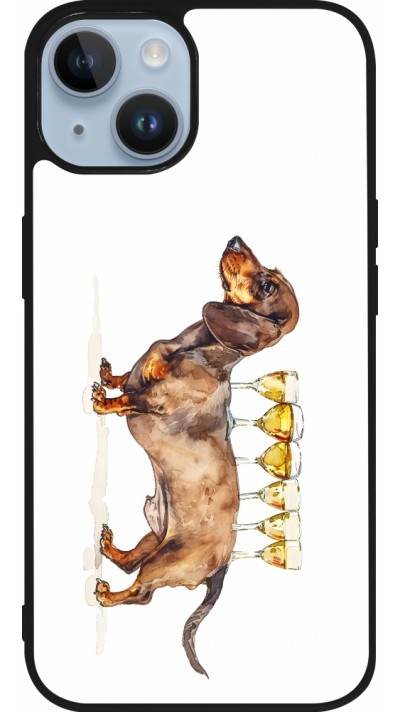 iPhone 15 Case Hülle - Silikon schwarz Wine Teckel