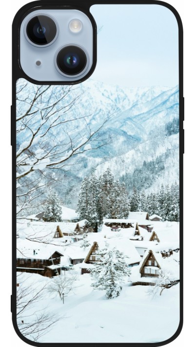 iPhone 15 Case Hülle - Silikon schwarz Winter 25 Winter snowy landscape