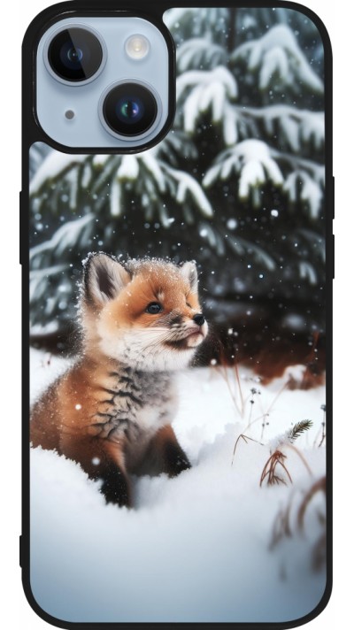 iPhone 15 Case Hülle - Silikon schwarz Weihnachten 2023 Fuechslein Tanne