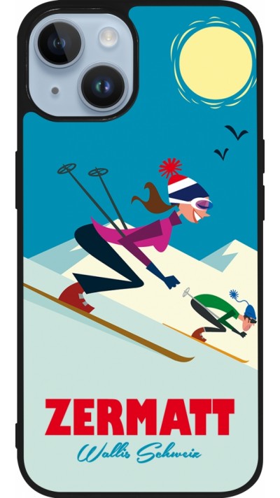 iPhone 15 Case Hülle - Silikon schwarz Zermatt Ski Downhill