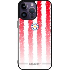 Coque iPhone 15 Pro Max - Silicone rigide noir Maillot de football Paraguay 2026 personnalisable