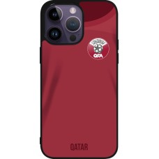 iPhone 15 Pro Max Case Hülle - Silikon schwarz Katar 2022 personalisierbares Fussballtrikot