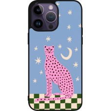 iPhone 15 Pro Max Case Hülle - Silikon schwarz Pink leopard with stars 2026