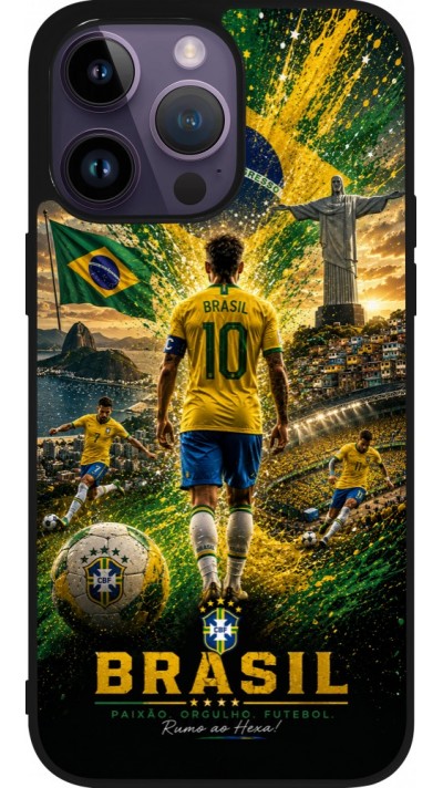 iPhone 15 Pro Max Case Hülle - Silikon schwarz Fussball Brasilien splash 2026