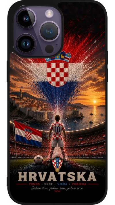 iPhone 15 Pro Max Case Hülle - Silikon schwarz Fussball Kroatien splash 2026
