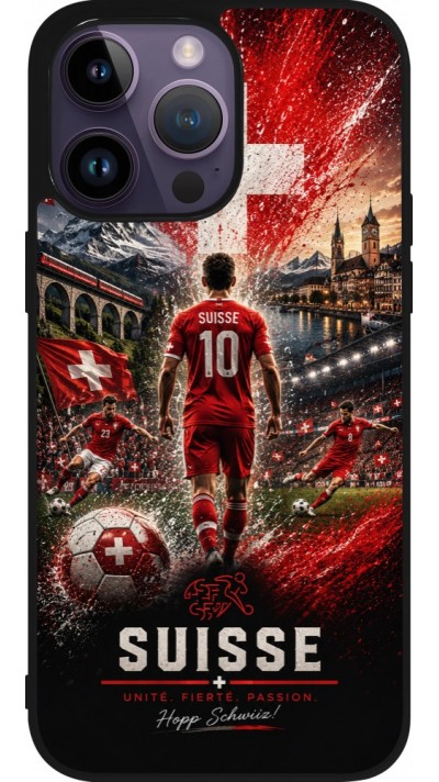 iPhone 15 Pro Max Case Hülle - Silikon schwarz Fussball Suisse splash 2026
