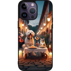 iPhone 15 Pro Max Case Hülle - Silikon schwarz Valentin 2024 Hund & Katze Kerzenlicht