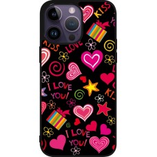 iPhone 15 Pro Max Case Hülle - Silikon schwarz Valentine 2023 love symbols