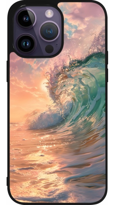iPhone 15 Pro Max Case Hülle - Silikon schwarz Wave Sunset
