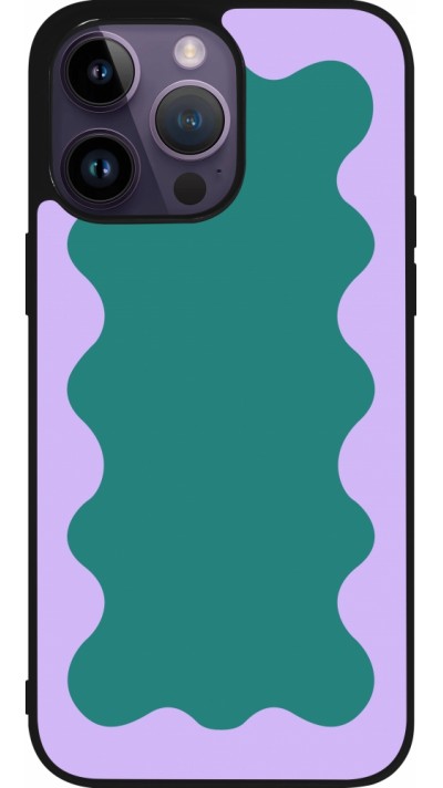 iPhone 15 Pro Max Case Hülle - Silikon schwarz Wavy Rectangle Green Purple