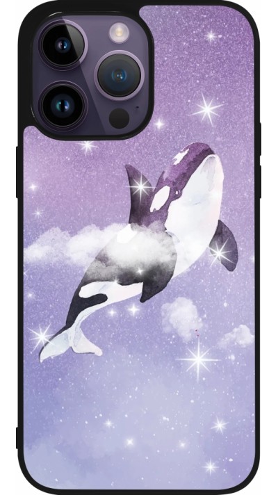 iPhone 15 Pro Max Case Hülle - Silikon schwarz Whale in sparking stars