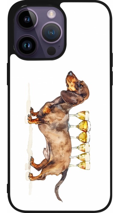 iPhone 15 Pro Max Case Hülle - Silikon schwarz Wine Teckel