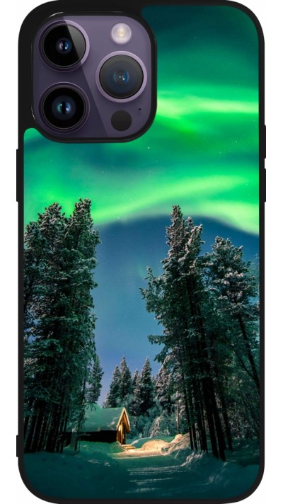 iPhone 15 Pro Max Case Hülle - Silikon schwarz Winter 22 Northern Lights