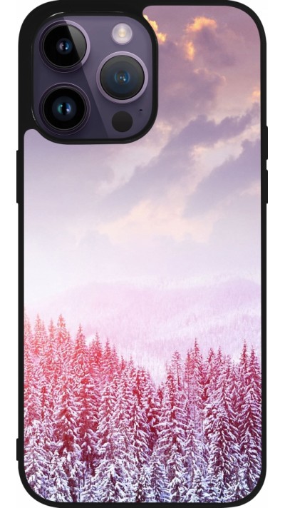 iPhone 15 Pro Max Case Hülle - Silikon schwarz Winter 22 Pink Forest