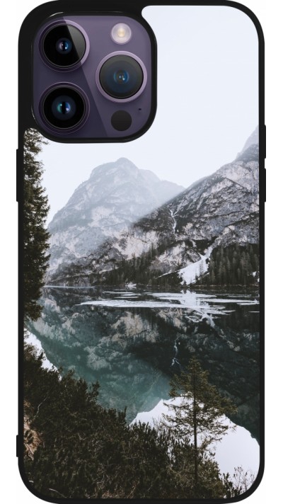 iPhone 15 Pro Max Case Hülle - Silikon schwarz Winter 22 snowy mountain and lake
