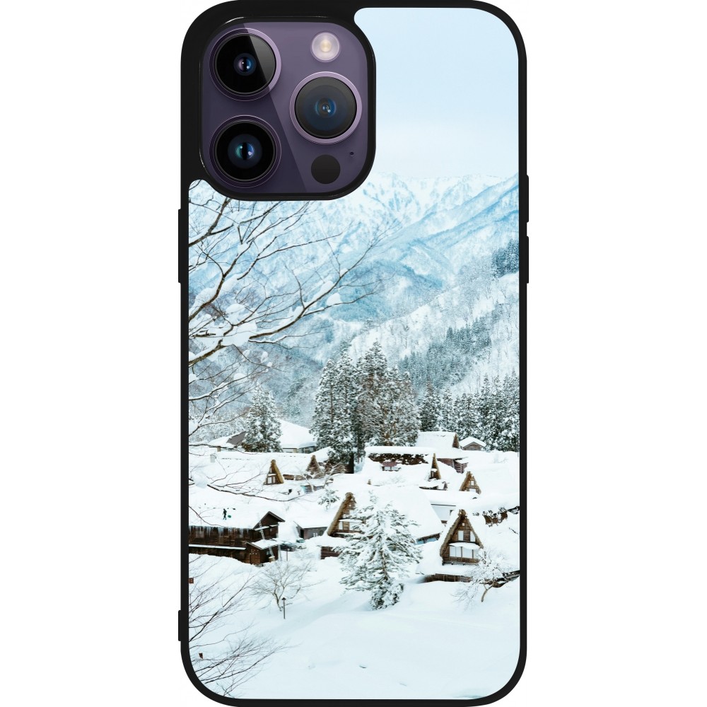 iPhone 15 Pro Max Case Hülle - Silikon schwarz Winter 25 Winter snowy landscape