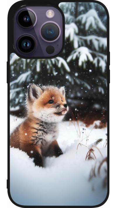 iPhone 15 Pro Max Case Hülle - Silikon schwarz Weihnachten 2023 Fuechslein Tanne