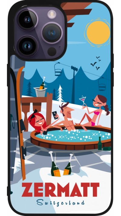 iPhone 15 Pro Max Case Hülle - Silikon schwarz Zermatt Mountain Jacuzzi