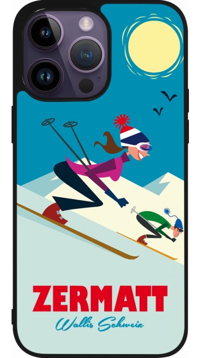 iPhone 15 Pro Max Case Hülle - Silikon schwarz Zermatt Ski Downhill