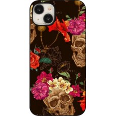 iPhone 15 Plus Case Hülle - Skulls and flowers