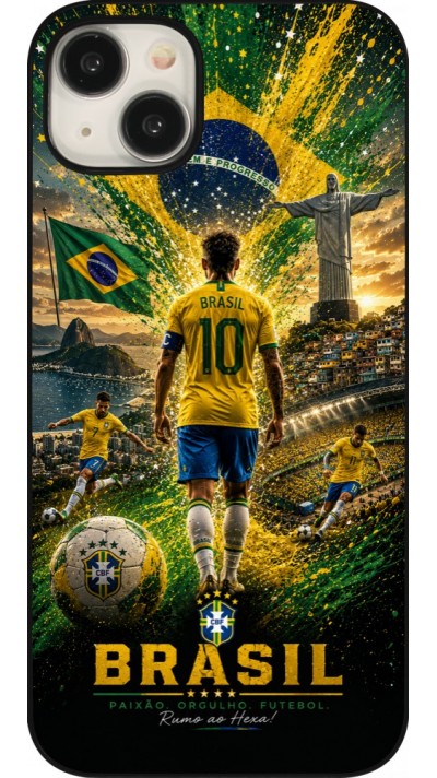 Coque iPhone 15 Plus - Football Brésil splash 2026