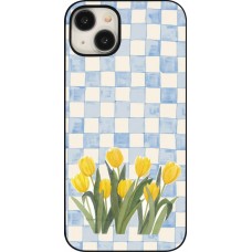 Coque iPhone 15 Plus - Blue vichy tulips Spring 2026