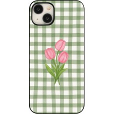 Coque iPhone 15 Plus - Green vichy tulips Spring 2026