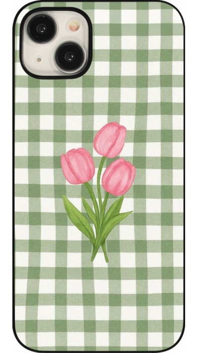 Coque iPhone 15 Plus - Green vichy tulips Spring 2026