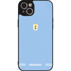 iPhone 15 Plus Case Hülle - Silikon schwarz Uruguay 2026 personalisierbares Fussballtrikot