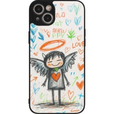 iPhone 15 Plus Case Hülle - Silikon schwarz Little Angel Sketch Love