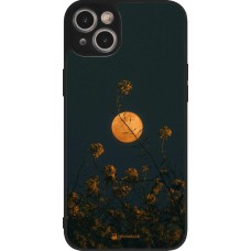 iPhone 15 Plus Case Hülle - Silikon schwarz Moon Flowers