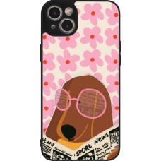 iPhone 15 Plus Case Hülle - Silikon schwarz Dog with newspaper Spring 2026
