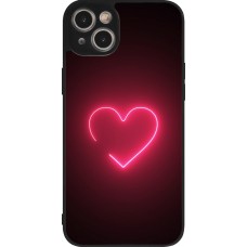 iPhone 15 Plus Case Hülle - Silikon schwarz Valentine 2023 single neon heart