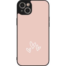iPhone 15 Plus Case Hülle - Silikon schwarz Valentine 2023 three minimalist hearts
