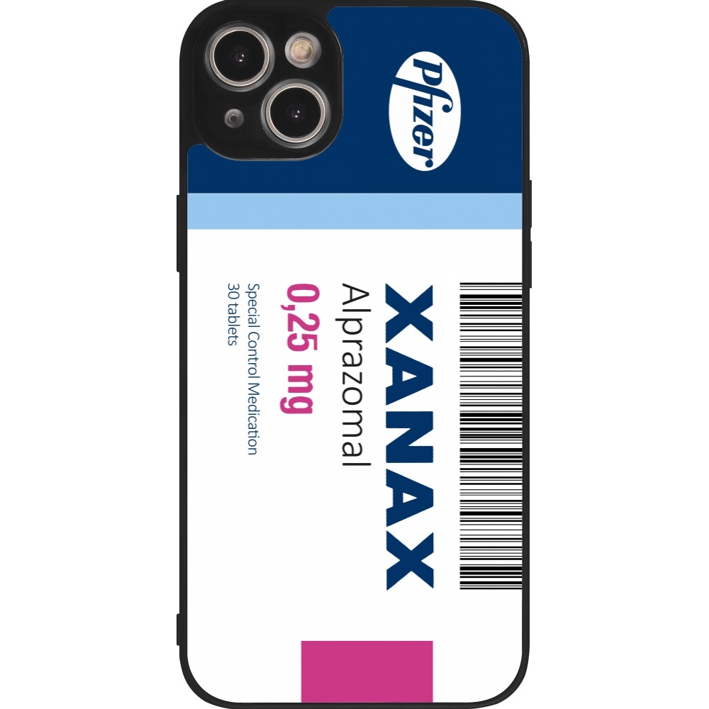 iPhone 15 Plus Case Hülle - Silikon schwarz Xanax Alprazolam 2025